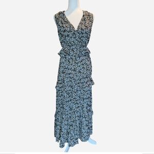 Pre-owned Floral Sleeveless Maxi Dress - Black and White